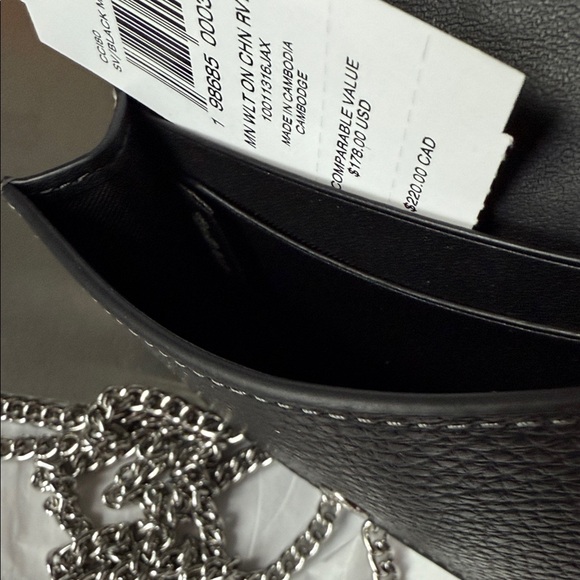 Coach Black Crossbody Cardholder with Gold and Silver Accents - Picture 4 of 11